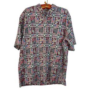 Reyn Spooner Mens Shirt Size XL Multicolor Flag Hawaiian Aloha Short Sleeve